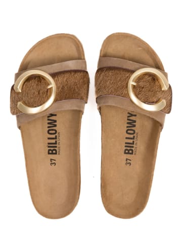 billowy Leren slippers bruin