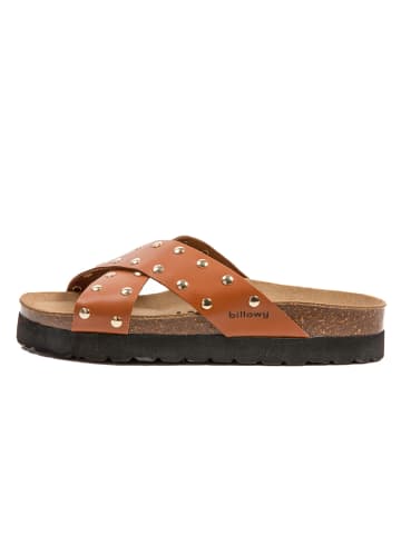 billowy Skórzane klapki w kolorze jasnobrązowym