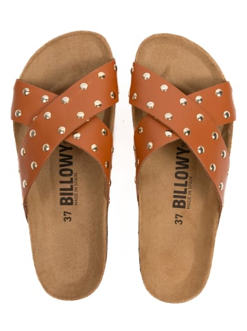 billowy Leren slippers lichtbruin