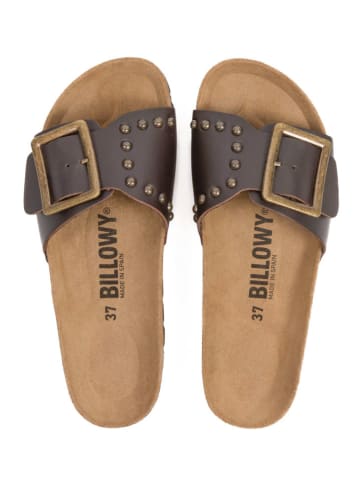 billowy Leren slippers bruin