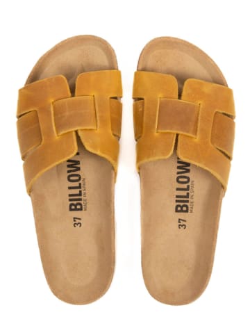 billowy Leder-Pantoletten in Gelb