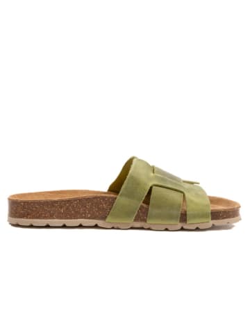 billowy Leren slippers groen