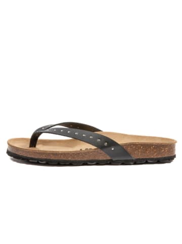 billowy Leren teenslippers zwart