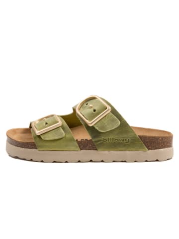 billowy Leren slippers groen