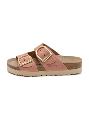 billowy Leder-Pantoletten in Rosa