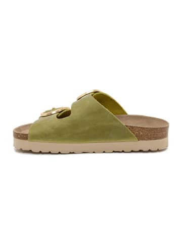 billowy Leren slippers groen