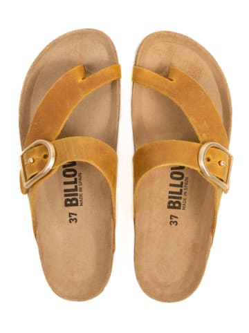 billowy Leren teenslippers geel