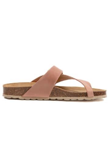 billowy Leder-Zehentrenner in Pink