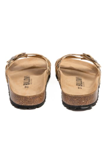 billowy Pantoletten in Braun/ Beige