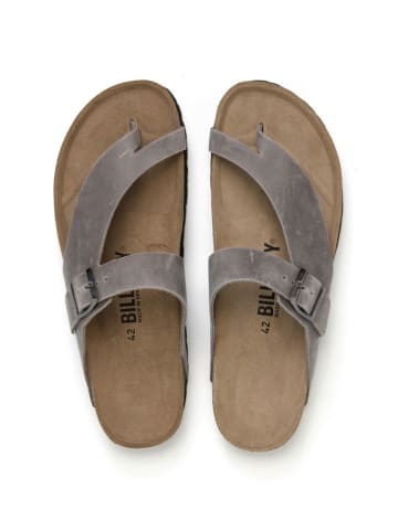 billowy Leder-Zehentrenner in Grau