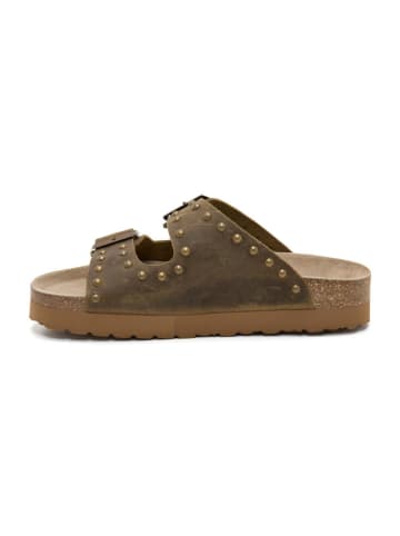 billowy Leren slippers bruin