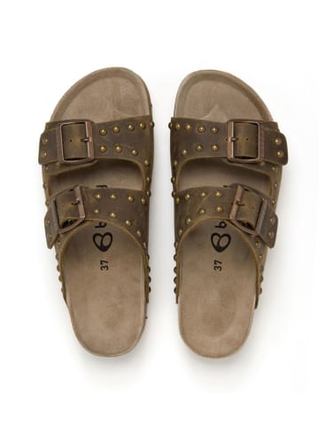 billowy Leren slippers bruin