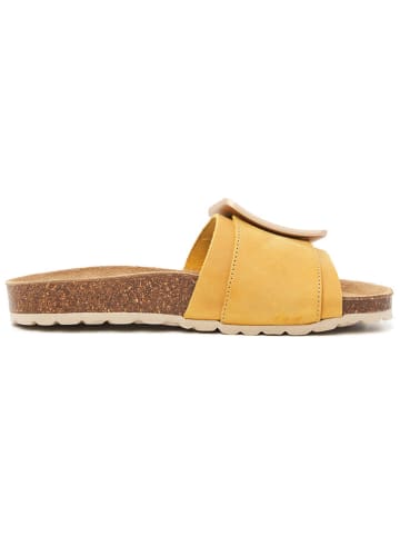 billowy Leren slippers geel