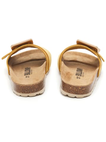 billowy Leren slippers geel