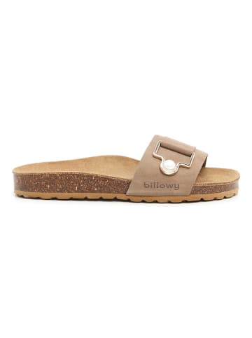 billowy Leren slippers beige