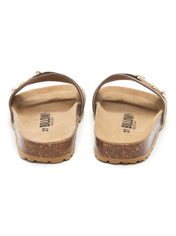 billowy Leren slippers beige