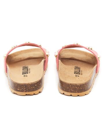 billowy Leder-Pantoletten in Rosa