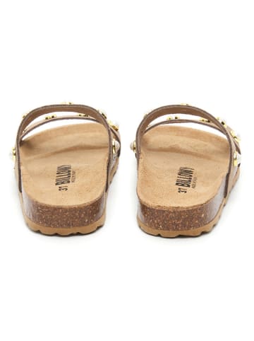 billowy Leder-Pantoletten in Beige