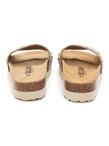 billowy Leder-Pantoletten in Beige