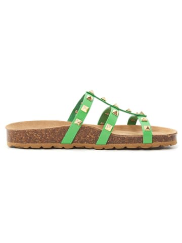 billowy Leren slippers groen