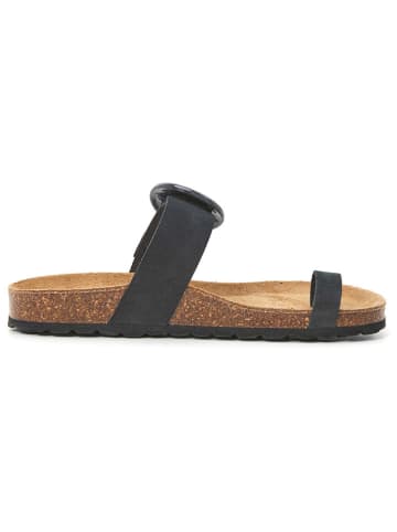 billowy Leren teenslippers zwart