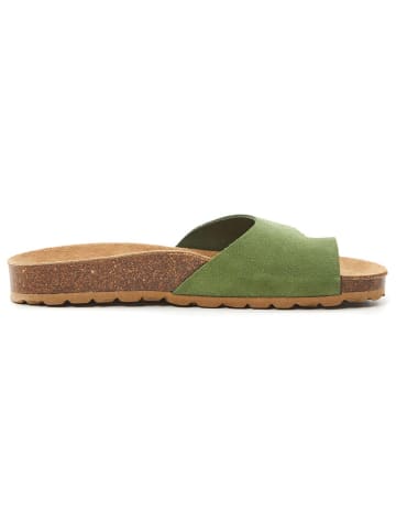 billowy Leren teenslippers groen