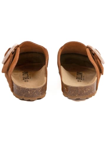 billowy Leren clogs lichtbruin