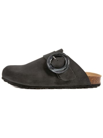 billowy Leder-Clogs in Schwarz