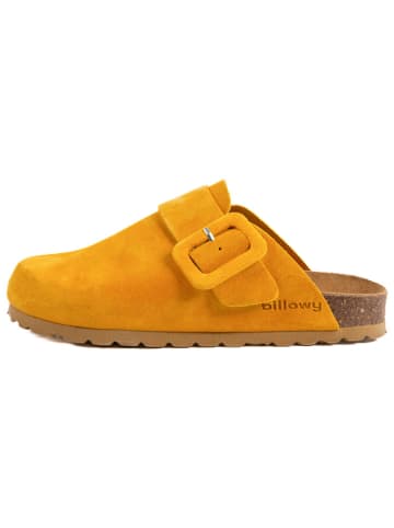 billowy Skórzane chodaki w kolorze żółtym