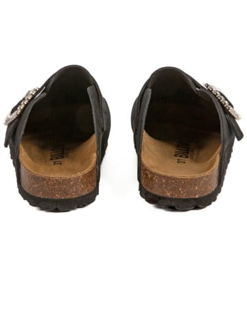 billowy Leren clogs zwart