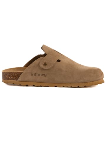 billowy Leren clogs bruin