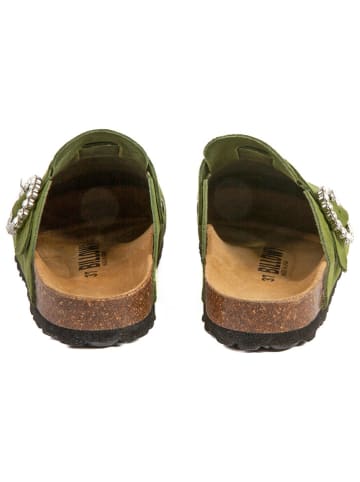 billowy Leder-Clogs in Grün