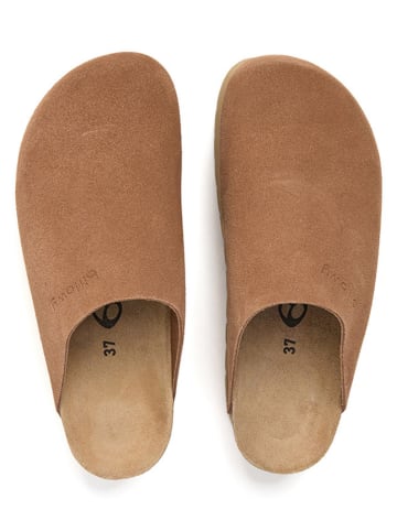 billowy Leder-Clogs in Hellbraun