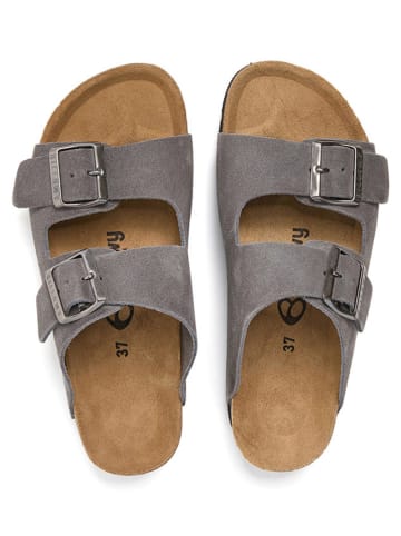 billowy Leren slippers grijs