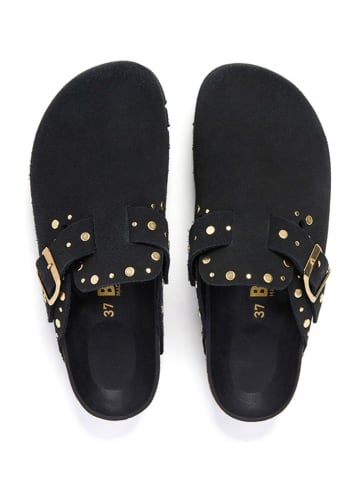 billowy Leren clogs zwart