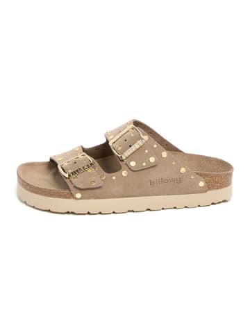 billowy Leren slippers lichtbruin