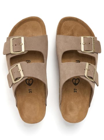 billowy Leren slippers lichtbruin