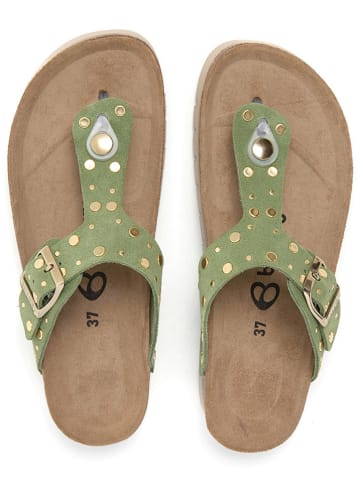 billowy Leren teenslippers groen