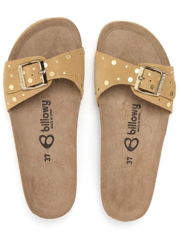 billowy Leren slippers lichtbruin