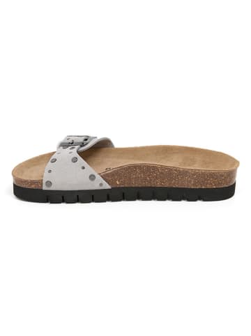 billowy Leren slippers lichtgrijs