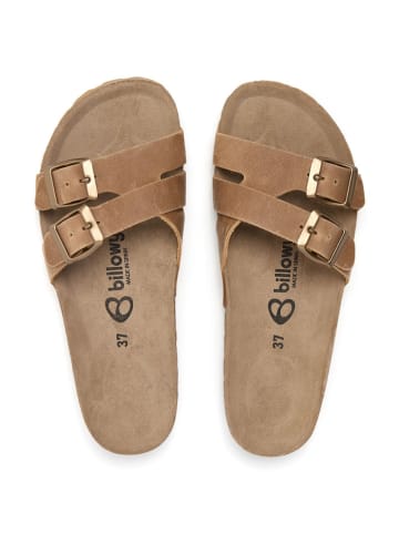 billowy Leren slippers lichtbruin