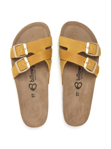 billowy Leder-Pantoletten in Gelb