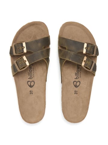 billowy Leren slippers bruin