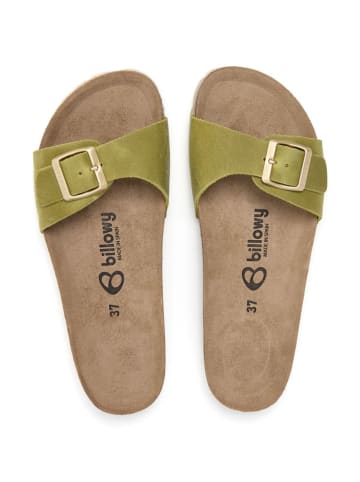 billowy Skórzane klapki w kolorze zielonym