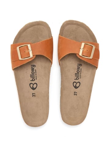 billowy Leder-Pantoletten in Orange