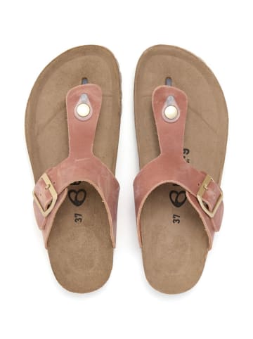 billowy Leder-Zehentrenner in Rosa