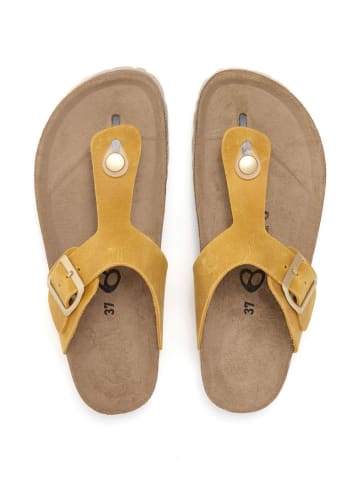 billowy Leren teenslippers geel