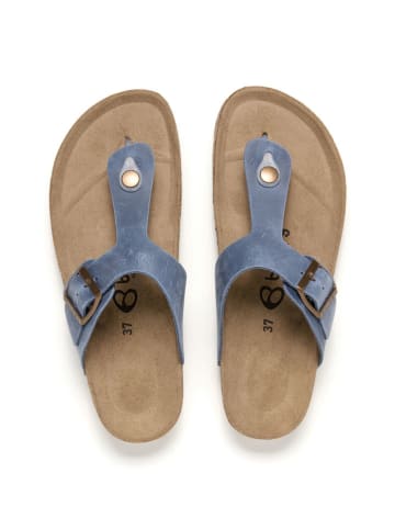 billowy Leder-Zehentrenner in Hellblau