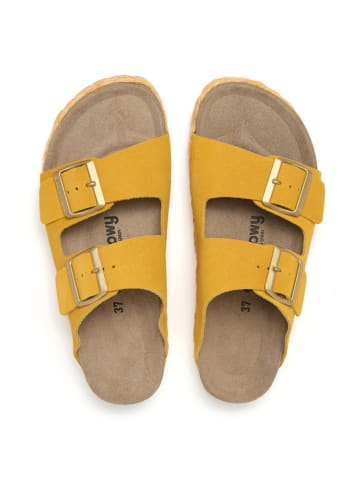 billowy Leren slippers geel