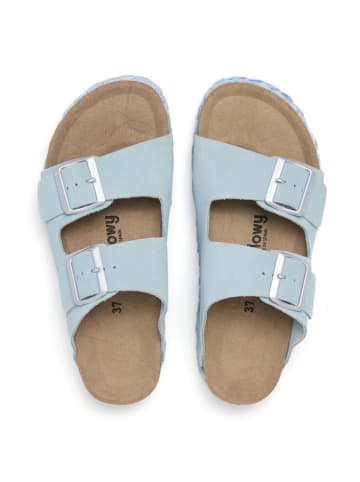 billowy Leren slippers lichtblauw